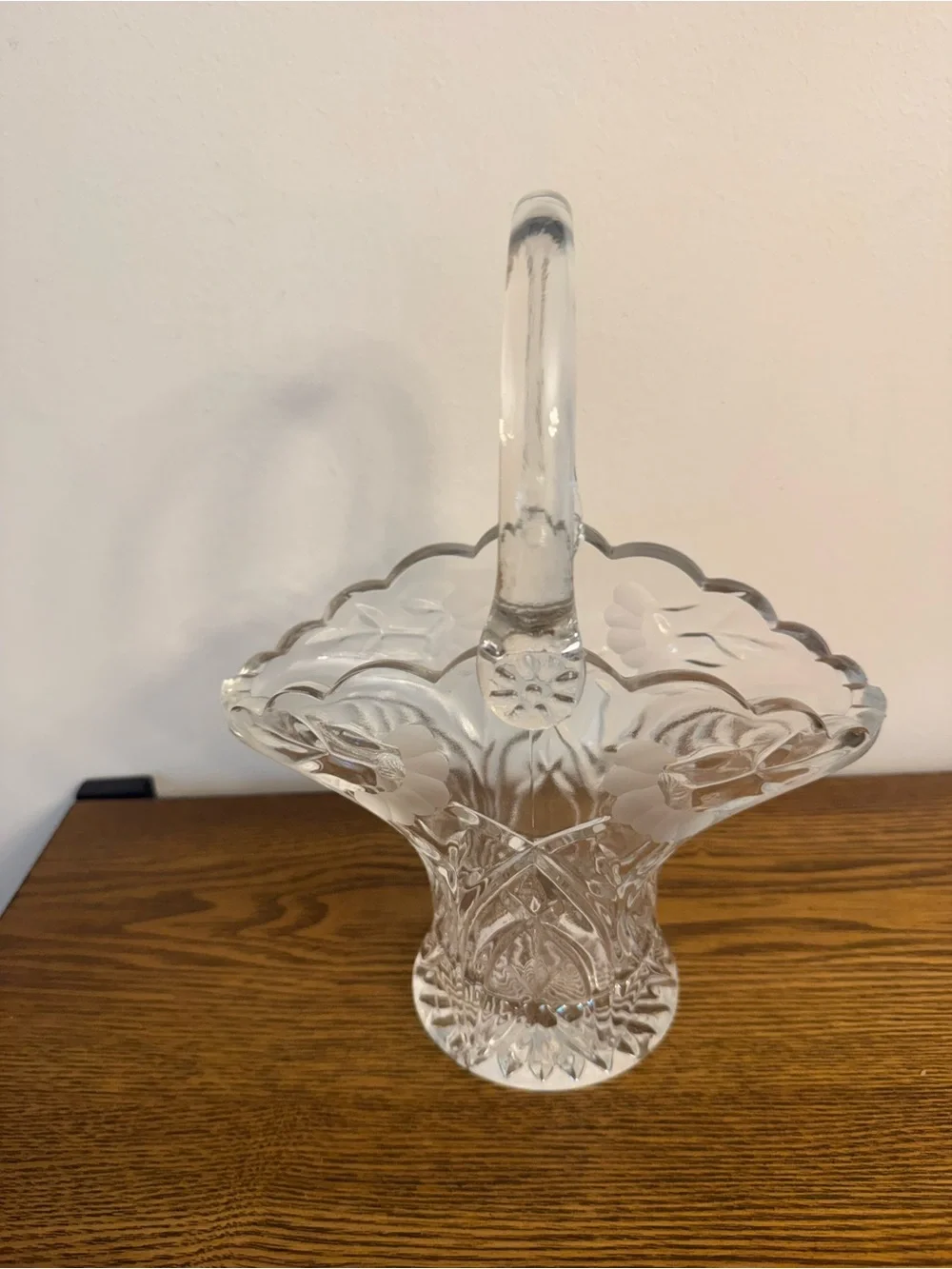 Vintage Princess House Crystal Heritage Romance Collection Handled Flower Basket